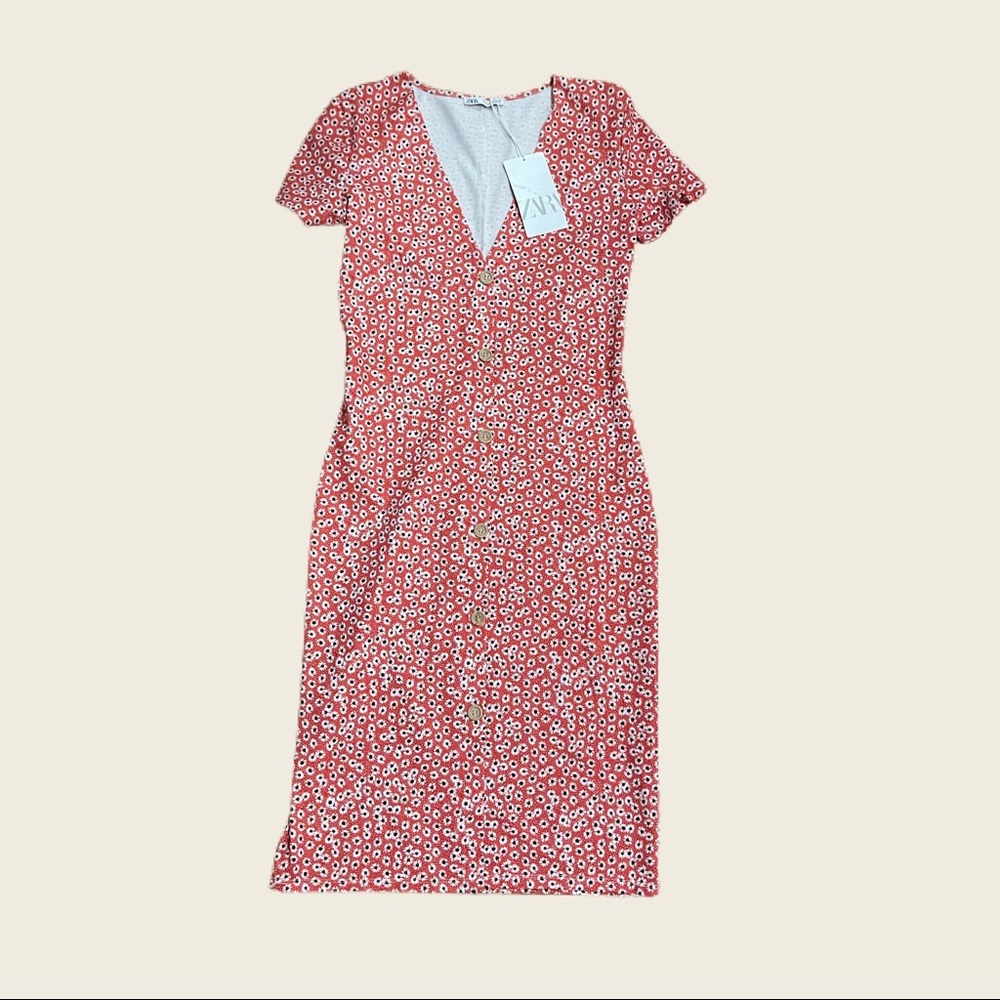 Sunflower print orange dress